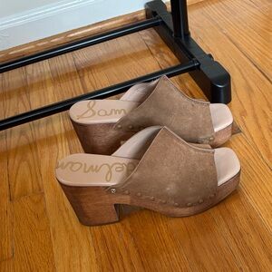 Sam Edelman Tan Wooden Block Heel